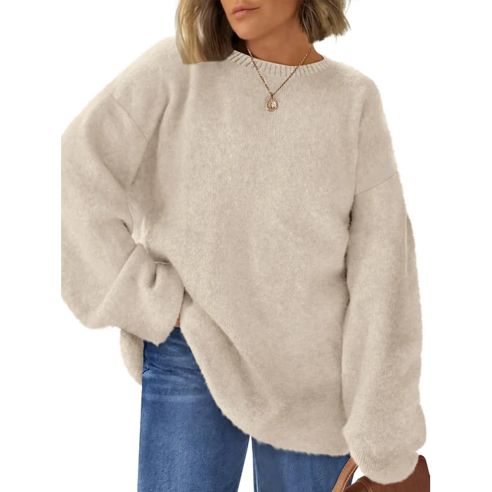 LILLUSORY Womens Oversized Tunic Sweaters Winter Cozy Tops Cute Chunky Crewneck Plus Size Pullover Long Sleeve Clothes Apricot S by LILLUSORY - Used - Acceptable condition - US$18.48