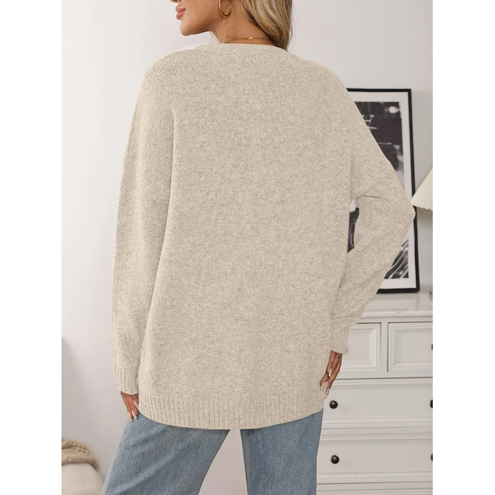 LILLUSORY Womens Oversized Tunic Sweaters Winter Cozy Tops Cute Chunky Crewneck Plus Size Pullover Long Sleeve Clothes Apricot S by LILLUSORY - Image 4