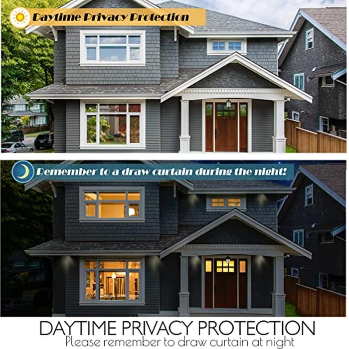 HIDBEA One Way Privacy Window Film, Daytime Mirror Reflective Heat Control UV Sun Blocking Non-Adhesive Static Cling Window Tint for Home and Office(Black-Silver, 17.5 Inch x 6.5 Feet) by HIDBEA - Image 6