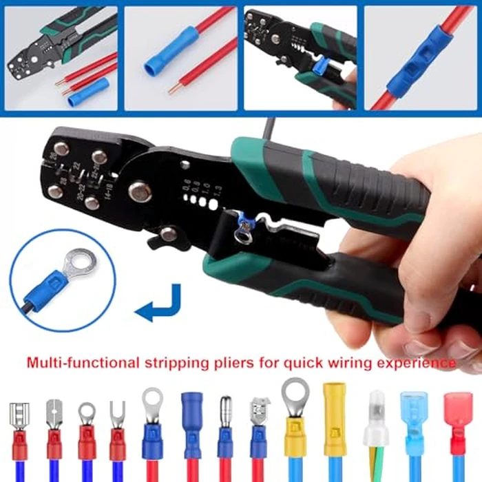 smseace 201pcs Crimping Tool with Fork Spade Connectors 12-Sizes(M3/M4/M5/M6) 22-10AWG Wire Fork Connectors U-Type Terminal Multifunction Wire Crimping Tool by smseace - Image 2