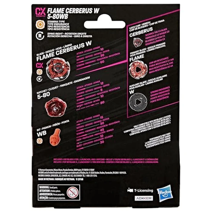 BEY BLADE X Flame Cerberus W 5-80WB CX Starter Pack Set, Takara Tomy Stamina Type Top and Launcher, Battling Tops Game Toys, Ages 8+ by Beyblade - Image 2