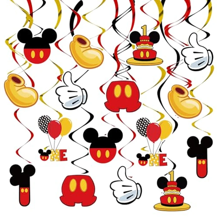 BAOOOFUL Red 1st Birthday Hanging Swirl Decorations, Mouse Birthday Party Ceiling Streamers, Mouse Theme Party Supplies, Party Favors for Boys Kids(38 Pcs) by BAOOOFUL - Used - Like New condition - US$11.09