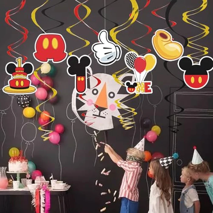 BAOOOFUL Red 1st Birthday Hanging Swirl Decorations, Mouse Birthday Party Ceiling Streamers, Mouse Theme Party Supplies, Party Favors for Boys Kids(38 Pcs) by BAOOOFUL - Image 6