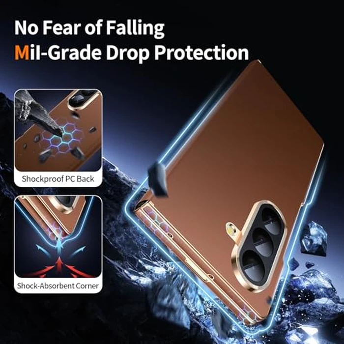 YOOVEI Magnetic for Samsung Galaxy Z Fold 7 Case Luxury Leather See Calls & Time Without Opening [Fit for MagSafe] Phone Cover Zfold 7 Case with Smart Screen View Window Brown by YOOVEI - Image 4