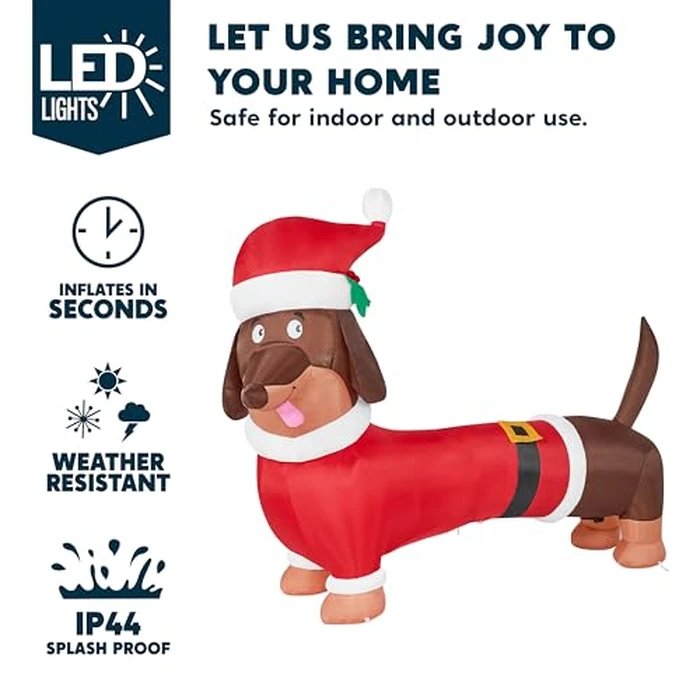 Joiedomi 5 FT Christmas Puppy Inflatable Decoration with Build-in LED, Christmas Dachshund Inflatable, Blow Up Wiener Dog Yard Decoration for Xmas Indoor Outdoor Yard Garden Décor by Joiedomi - Image 3