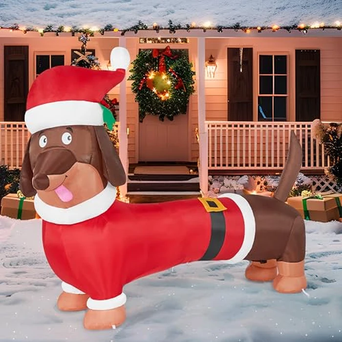 Joiedomi 5 FT Christmas Puppy Inflatable Decoration with Build-in LED, Christmas Dachshund Inflatable, Blow Up Wiener Dog Yard Decoration for Xmas Indoor Outdoor Yard Garden Décor by Joiedomi - Image 4