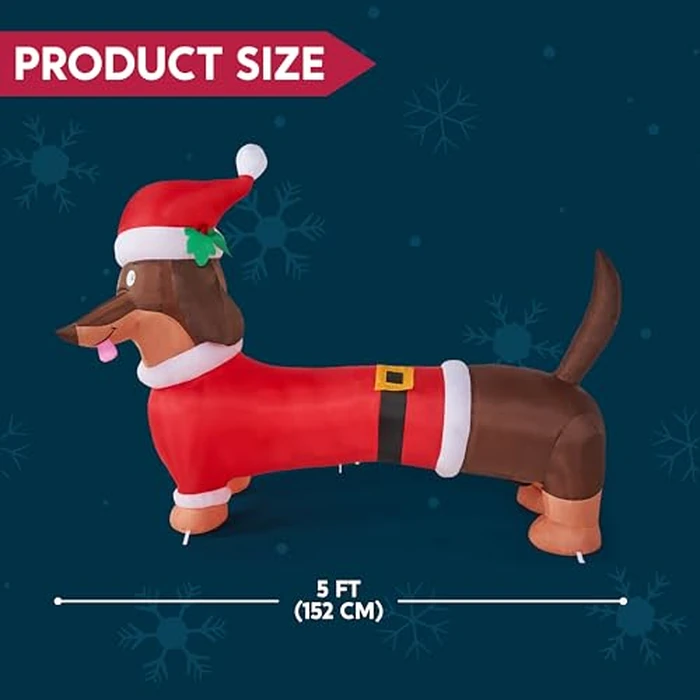 Joiedomi 5 FT Christmas Puppy Inflatable Decoration with Build-in LED, Christmas Dachshund Inflatable, Blow Up Wiener Dog Yard Decoration for Xmas Indoor Outdoor Yard Garden Décor by Joiedomi - Image 5