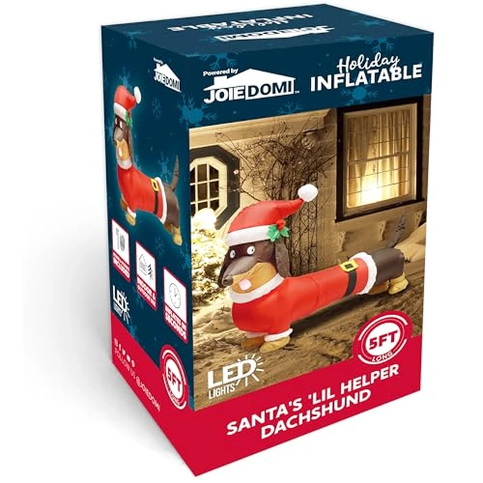 Joiedomi 5 FT Christmas Puppy Inflatable Decoration with Build-in LED, Christmas Dachshund Inflatable, Blow Up Wiener Dog Yard Decoration for Xmas Indoor Outdoor Yard Garden Décor by Joiedomi - Image 8