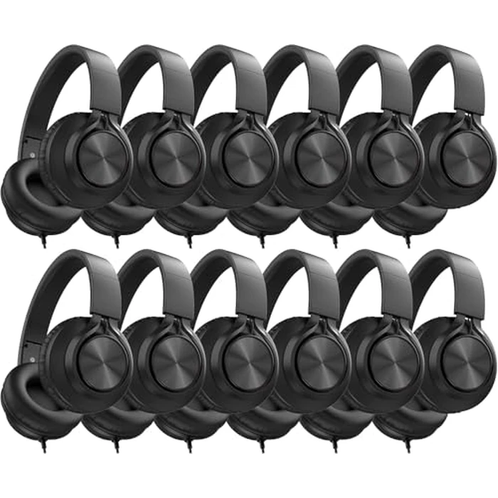 AILIHEN Classroom Headphones Bulk Wired for School, 12 Pack Headsets with Microphone for K-12 Grade Classroom, Students, Teens, 3.5mm Jack for Chromebook, Computer, Laptop (Black) by AILIHEN - Image 1