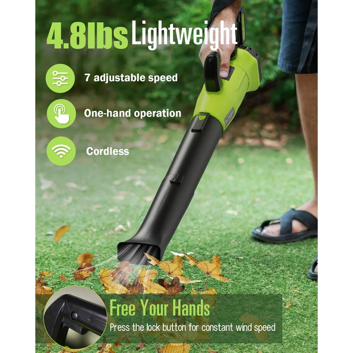 BLSKBY Leaf Blower Cordless with 2 Batteries, 20V Cordless Leaf Blower with 7 Variable Speed for Lawn Care, Yard, Patio & Leaves Cleaning by blskby - Image 4