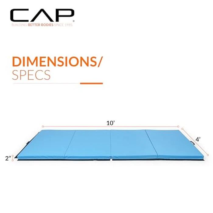 CAP Barbell Folding Exercise Mat - Durable, Anti-Tear, Thick Padding for Fitness, Aerobics, Gymnastics & Home Workouts. 10' x 4' x 2" thick BLUE by CAP Barbell - Image 4