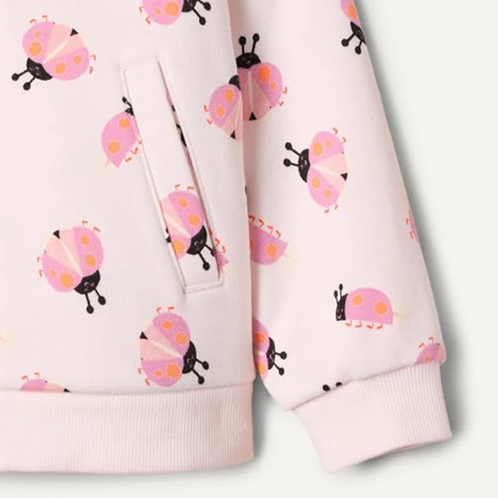 Amazon Essentials Unisex Babies' French Terry Zip Hoodie Sweatshirt, Pale Pink Ladybugs, 12 Months by Amazon Essentials - Image 4