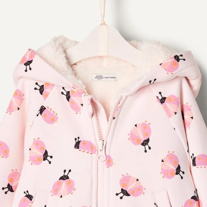 Amazon Essentials Unisex Babies' French Terry Zip Hoodie Sweatshirt, Pale Pink Ladybugs, 12 Months by Amazon Essentials - Image 5