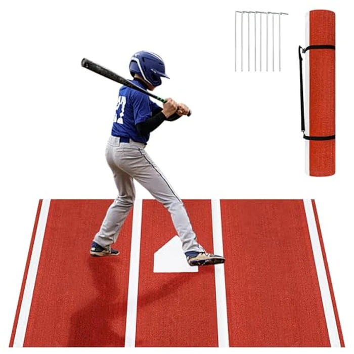Cocepazys Baseball Hitting Mats Baseball Home Plate Mat, Baseball Batters Box Mat Baseball Mats for Hitting Non-Slip Batting Mat (Red) by Cocepazys - Image 1