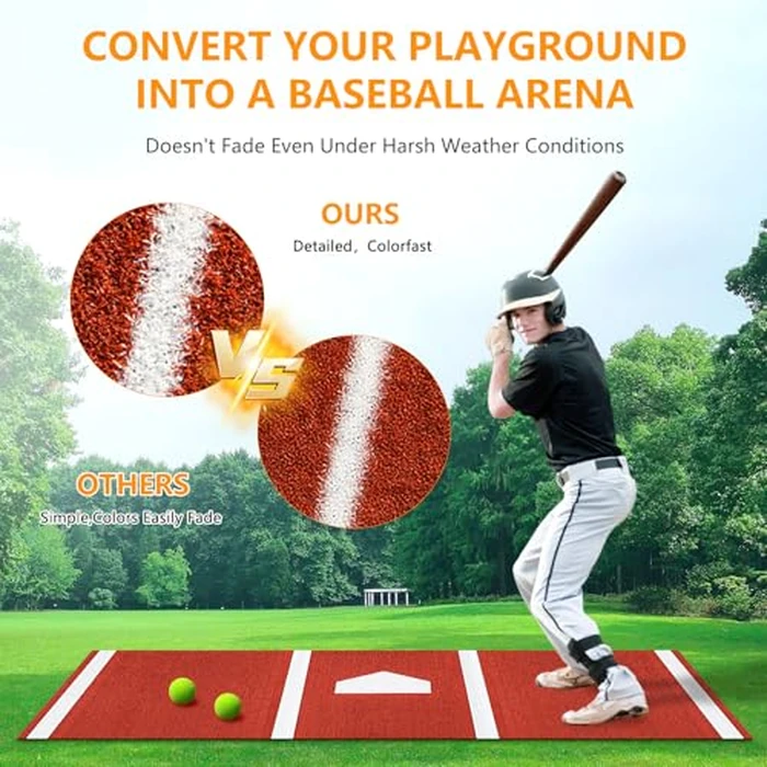 Cocepazys Baseball Hitting Mats Baseball Home Plate Mat, Baseball Batters Box Mat Baseball Mats for Hitting Non-Slip Batting Mat (Red) by Cocepazys - Image 2