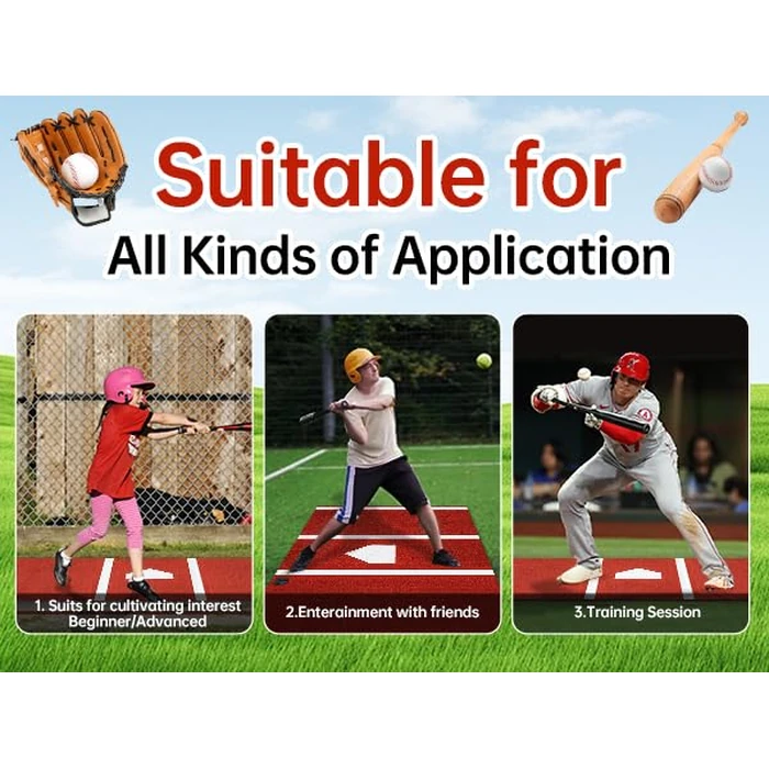 Cocepazys Baseball Hitting Mats Baseball Home Plate Mat, Baseball Batters Box Mat Baseball Mats for Hitting Non-Slip Batting Mat (Red) by Cocepazys - Image 8