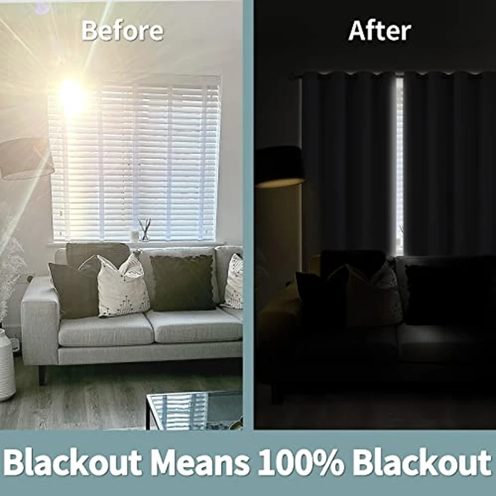 BGment Thermal Insulated 100% Blackout Curtains for Bedroom with Black Liner, Double Layer Full Room Darkening Noise Reducing Grommet Curtain, 2 Window Curtain Panels of 52 x 54 Inch, Light Grey by BGment - Image 3