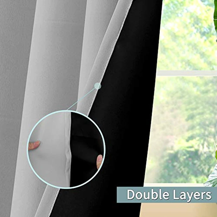 BGment Thermal Insulated 100% Blackout Curtains for Bedroom with Black Liner, Double Layer Full Room Darkening Noise Reducing Grommet Curtain, 2 Window Curtain Panels of 52 x 54 Inch, Light Grey by BGment - Image 7