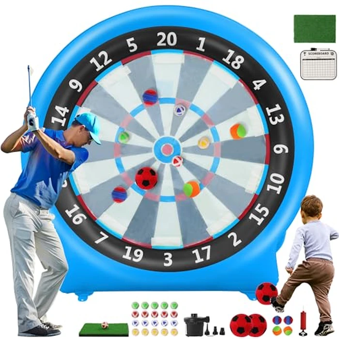 6FT Inflatable Dartboard, Giant Kick Darts Soccer Darts Golf & Throw Dart with Air Pump, Giant Outdoor Games, Blow up Soccer Dart for Yard Party Large Dartboard for Kids & Adults 20+Games by KIKILIVE - Image 1
