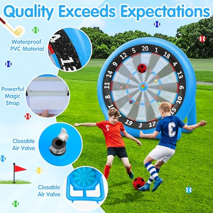 6FT Inflatable Dartboard, Giant Kick Darts Soccer Darts Golf & Throw Dart with Air Pump, Giant Outdoor Games, Blow up Soccer Dart for Yard Party Large Dartboard for Kids & Adults 20+Games by KIKILIVE - Image 6