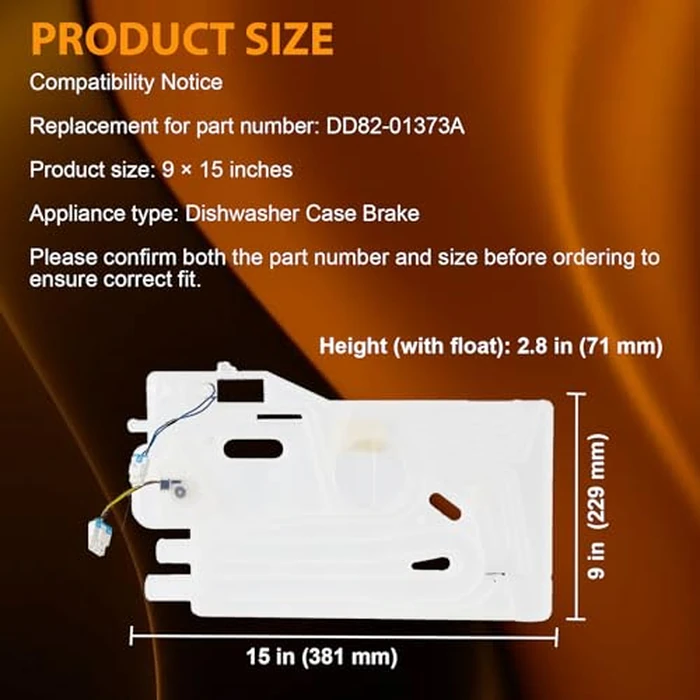 【𝟮𝟬𝟮𝟲 𝙐𝙥𝙜𝙧𝙖𝙙𝙚𝙙】DD82-01373A / DD82-01111A(B) Dishwasher A/S-Assy Case Brake And Overflow Sensor (15 * 9 * 1.4in) - fit for Samsung Dishwasher OEM Parts DD82-01111B by Sunniswi - Image 2