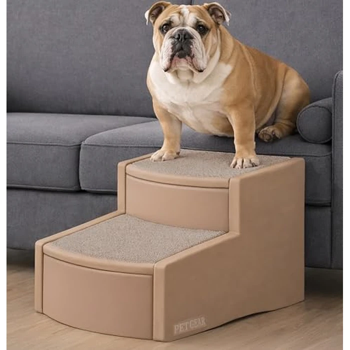 Pet Gear Easy Step II Extra Wide Pet Stairs, 2 Step for Dogs/Cats up to 200 pounds, Removable/Washable Carpet, Easy Assembly (No Tools Required), Sand Dune by PET GEAR INC - Used - Like New condition