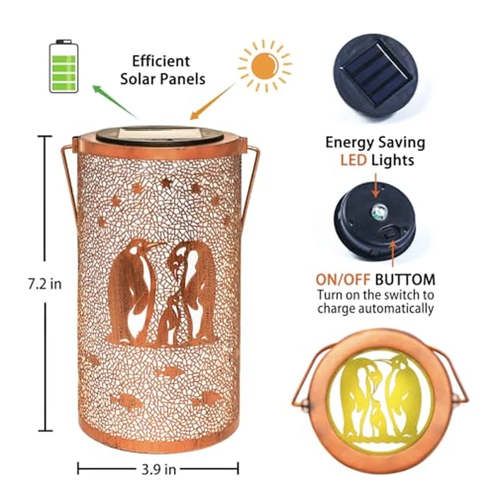 Penguin Solar Lanterns Outdoor Waterproof Hanging Solar Lights Penguin Gifts for Women Men Metal Decorative LED Lanterns for Garden Decor,Yard,Patio,Lawn,Tabletop,Pathway by EZTZEN - Image 6