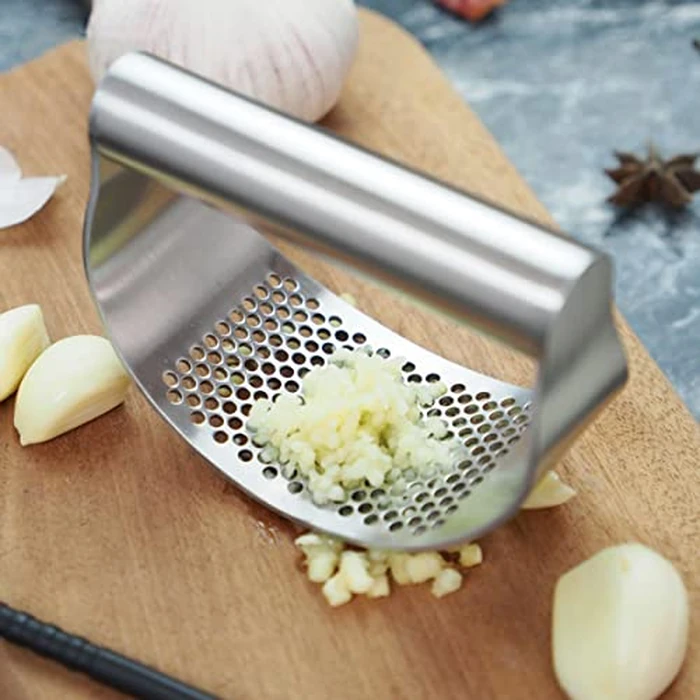 430 Stainless Steel Garlic Press, Garlic Crusher, Garlic Cutter, Garlic Grinder, Multifunctional Garlic Grinder Kitchen Utensils Easy to Clean for Home Use by ZLHETWT - Image 3