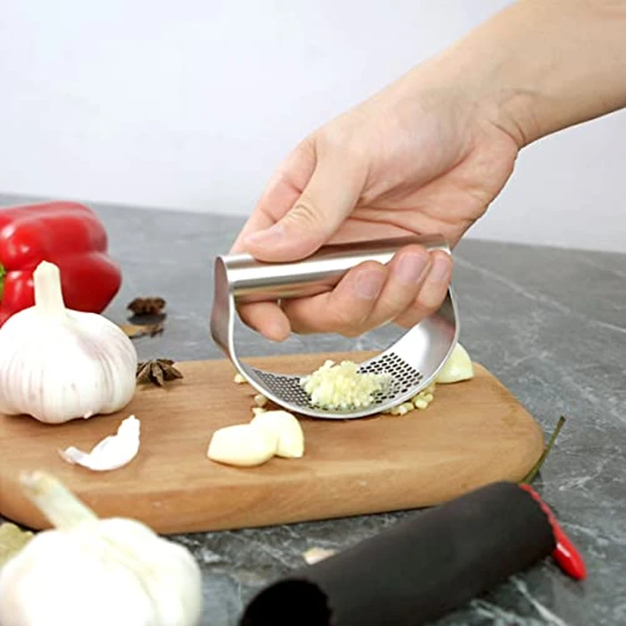 430 Stainless Steel Garlic Press, Garlic Crusher, Garlic Cutter, Garlic Grinder, Multifunctional Garlic Grinder Kitchen Utensils Easy to Clean for Home Use by ZLHETWT - Image 5