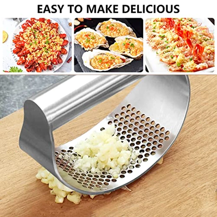 430 Stainless Steel Garlic Press, Garlic Crusher, Garlic Cutter, Garlic Grinder, Multifunctional Garlic Grinder Kitchen Utensils Easy to Clean for Home Use by ZLHETWT - Image 6