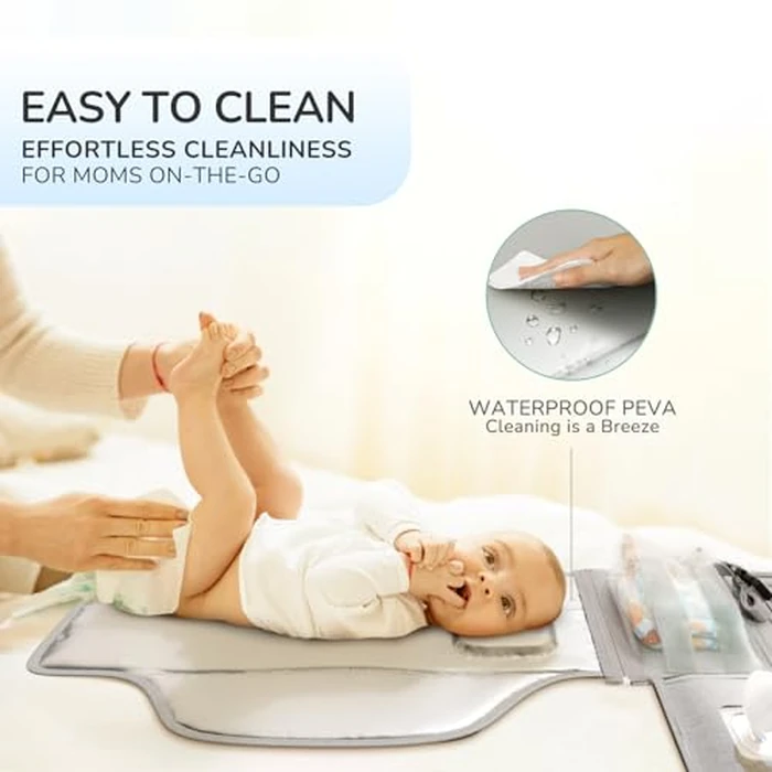 Alatino Portable Diaper Changing Pad for Baby, Detachable Travel Changing Pad with Baby Wipes Pocket, Gifts for Baby Shower, Newborn Girls and Boys (Grey) by Alatino - Image 4