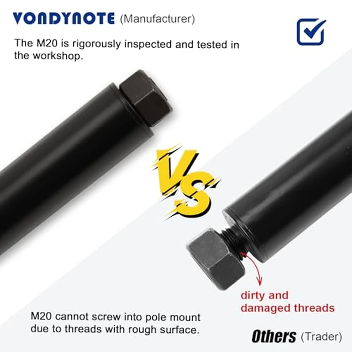 Vondynote Set of 2 Speaker Pole for Subwoofer Height Adjustable Fits M20 Threaded Mount and 35mm Mount Speaker Extender with M20 to 35mm Adapters by Vondynote - Image 7