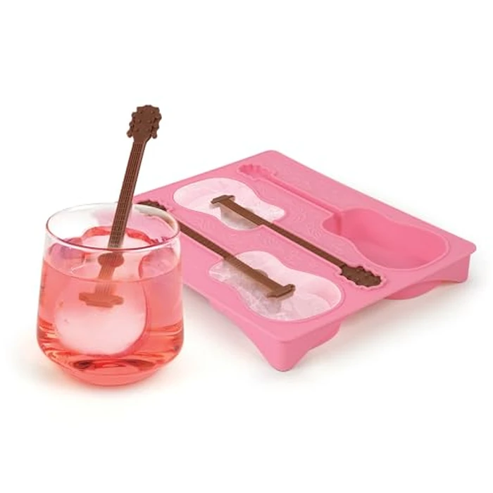 Dolly Parton Guitar Ice Mold Tray, Pink, Creates Three Guitar Frozen Drink Stirrers, Great for Music Lovers by Dolly Parton - Image 2