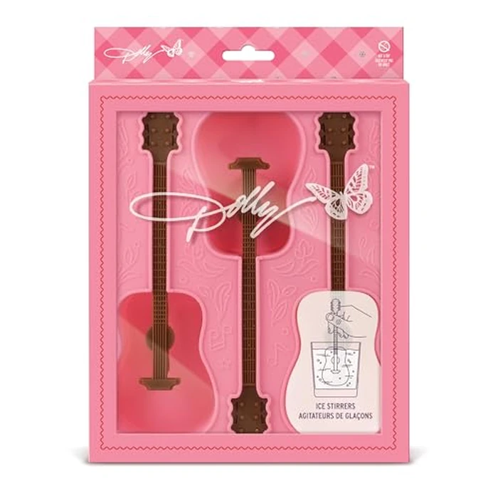 Dolly Parton Guitar Ice Mold Tray, Pink, Creates Three Guitar Frozen Drink Stirrers, Great for Music Lovers by Dolly Parton - Image 4