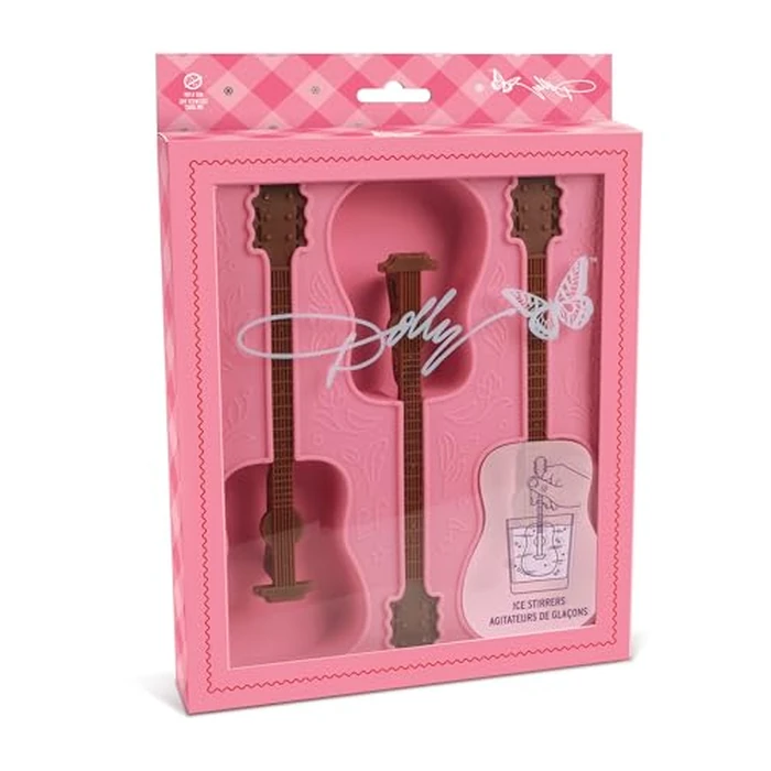 Dolly Parton Guitar Ice Mold Tray, Pink, Creates Three Guitar Frozen Drink Stirrers, Great for Music Lovers by Dolly Parton - Image 5