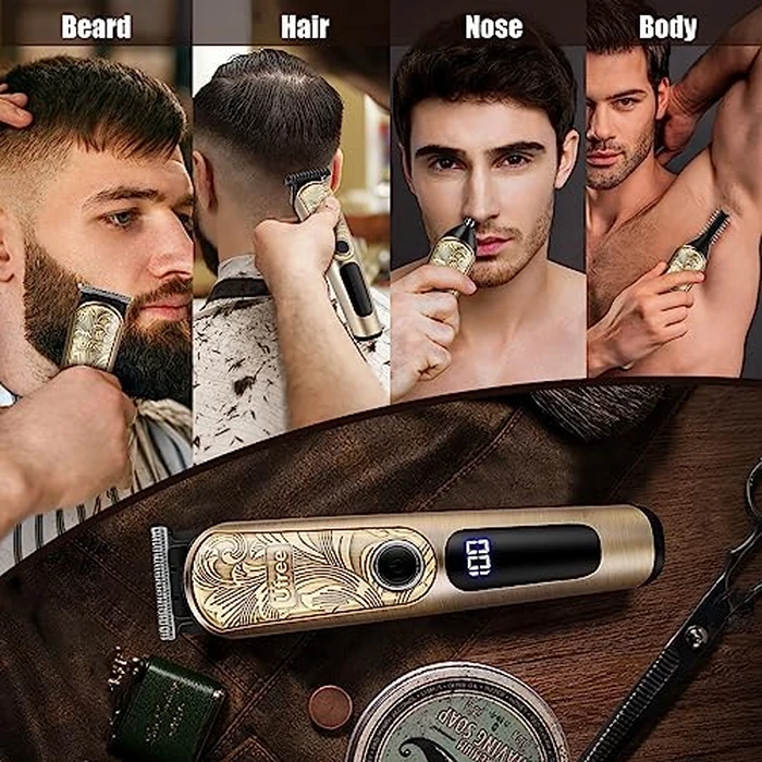 Ufree Gifts for Men, Beard Trimmer with Charging Stand, IPX7 Waterproof Electric Razor Shavers for Men, Clippers for Hair Cutting, Mens Grooming Kit for Mustache Nose Facial Body by Ufree - Used - Like New condition - US$37.99