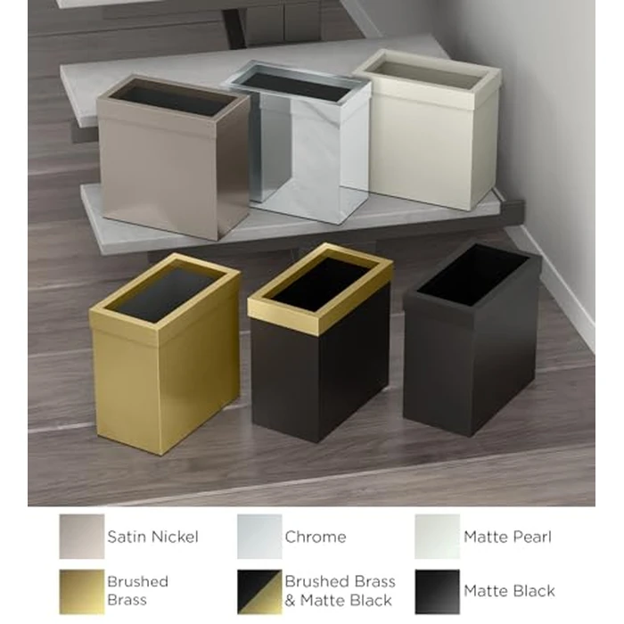 Gatco Modern Rectangle Wastebasket, Matte Pearl - Stainless Steel Trash Can with Removable Lid, Leakproof, 3 Gallon Capacity for Bathroom, Bedroom, Kitchen, or Office by Gatco - Image 3