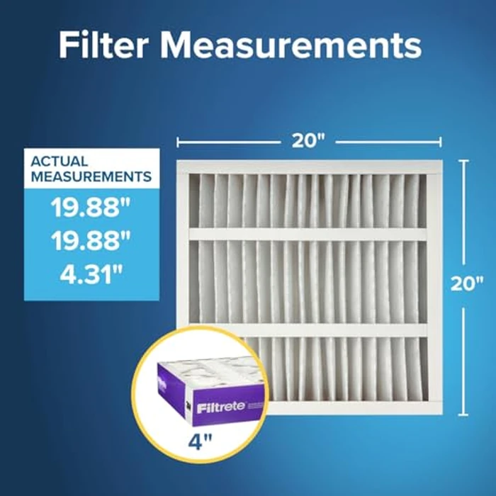 Filtrete 20x20x4 AC Furnace Air Filter, MPR 1550, MERV 12, Fits Honeywell, CERTIFIED Asthma & Allergy Friendly, Electrostatic Air Cleaning Filter, 2-Pack (Actual Size 19.88x19.88x4.31 in) by Filtrete - Image 2