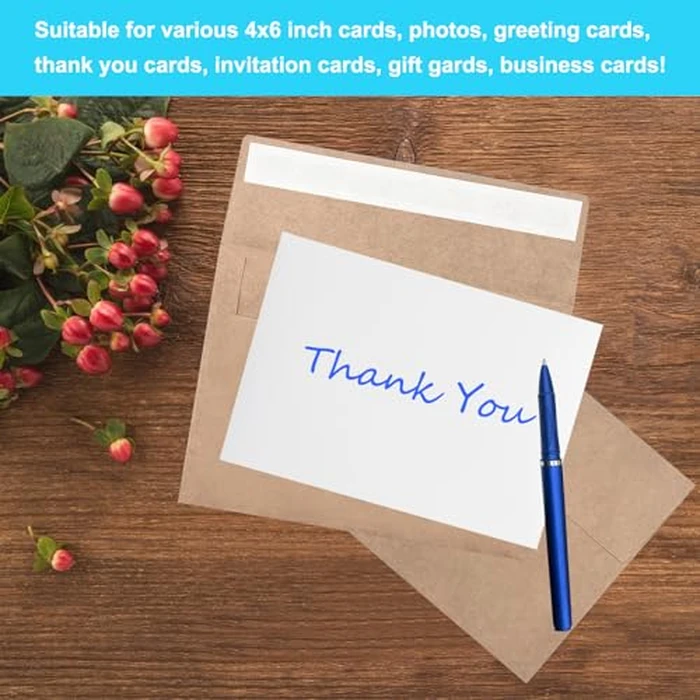 100 Pack 4x6 Envelopes for Invitations, 6.5x4.75 Brown Kraft Envelope, Self Seal A6 Envelopes for Greeting Cards, Photos, Postcards, Invitation Envelope for Wedding, Graduation, Baby Shower, Party by Sylroal - Image 6
