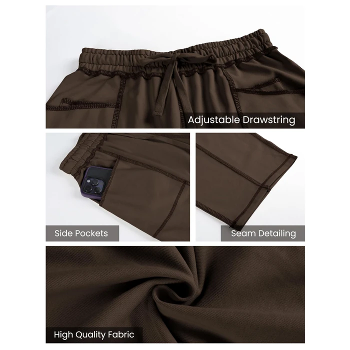 Athlisan Womens Baggy Barrel Pants Wide Leg Lounge Drawstring Sweatpants with Pockets(Coffee-S) by Athlisan - Image 6