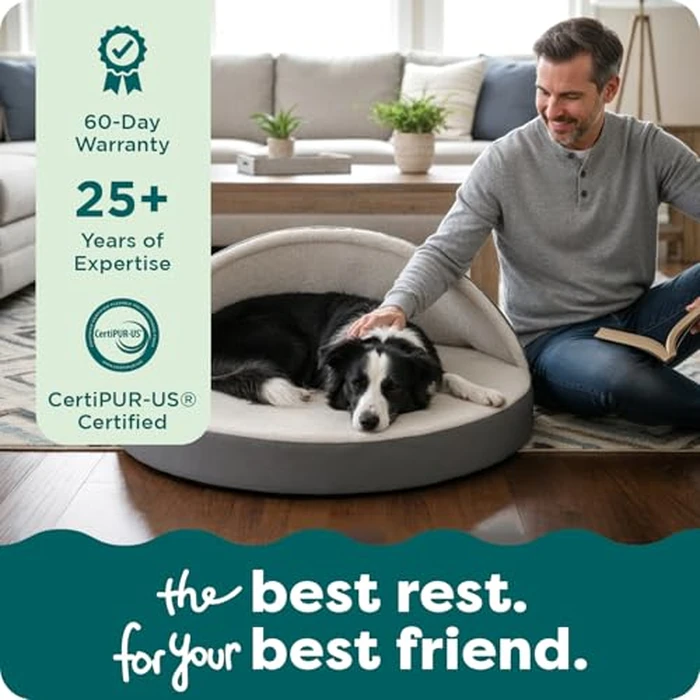 Furhaven 35" Round Memory Foam Dog Bed for Large/Medium Dogs w/Removable Washable Cover, for Dogs Up to 50 lbs - Sherpa & Suede Snuggery - Espresso, 35-inch by Furhaven - Image 9