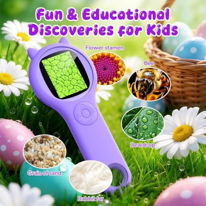 Microscope for Kids - Electronic Handheld Magnifying Glass for Children-STEM Outdoor Science Kit for Summer Travel & Camping Toy,Birthday Gifts Toys for 5-8 9-12 Year Old Girls（Purple） by Ashfly - Image 2