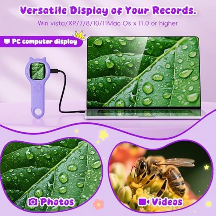 Microscope for Kids - Electronic Handheld Magnifying Glass for Children-STEM Outdoor Science Kit for Summer Travel & Camping Toy,Birthday Gifts Toys for 5-8 9-12 Year Old Girls（Purple） by Ashfly - Image 5