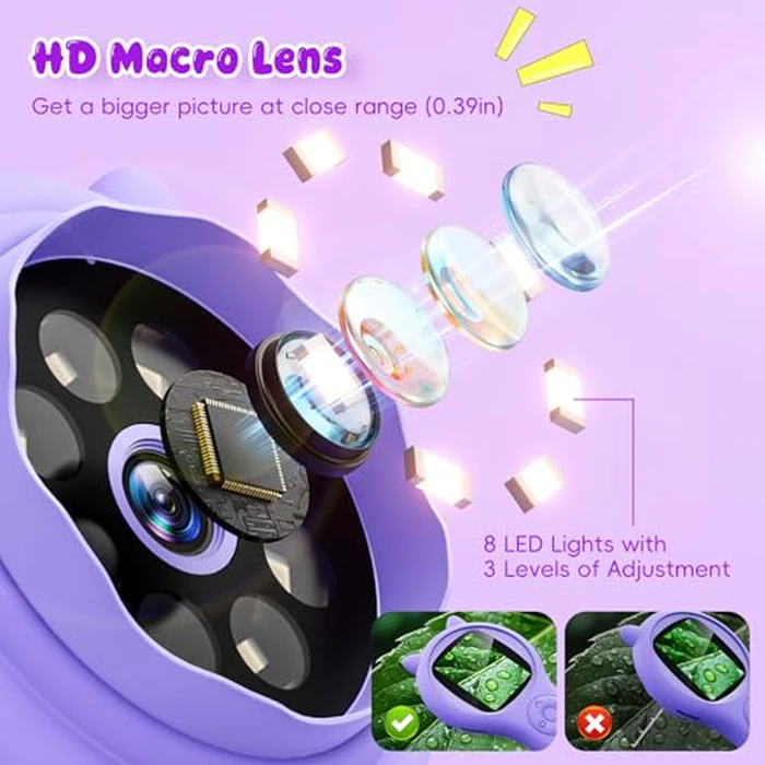 Microscope for Kids - Electronic Handheld Magnifying Glass for Children-STEM Outdoor Science Kit for Summer Travel & Camping Toy,Birthday Gifts Toys for 5-8 9-12 Year Old Girls（Purple） by Ashfly - Image 6