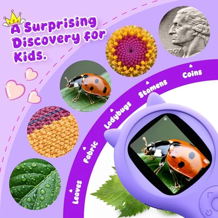 Microscope for Kids - Electronic Handheld Magnifying Glass for Children-STEM Outdoor Science Kit for Summer Travel & Camping Toy,Birthday Gifts Toys for 5-8 9-12 Year Old Girls（Purple） by Ashfly - Image 7