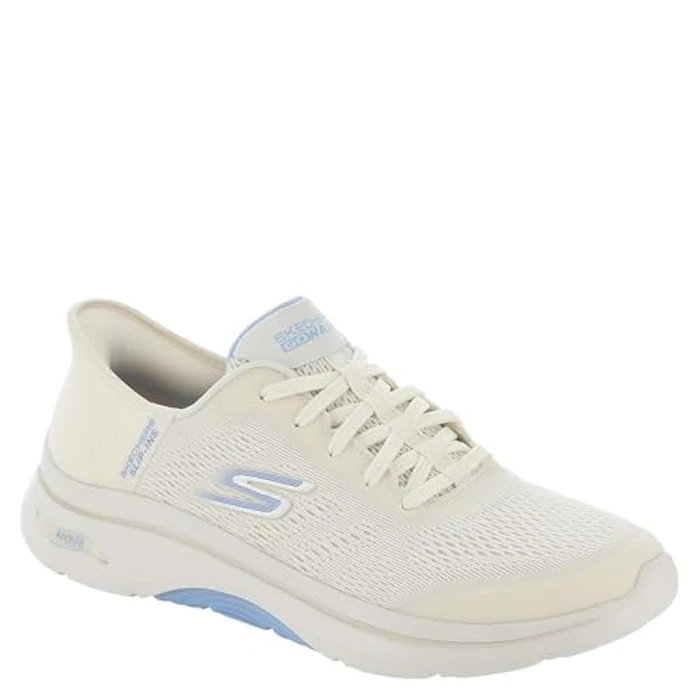 Skechers Women's Go Walk Arch Fit 2.0 Valencia Hands Free Slip-ins Sneaker, Natural/Light Blue, 6 by Skechers - Image 2