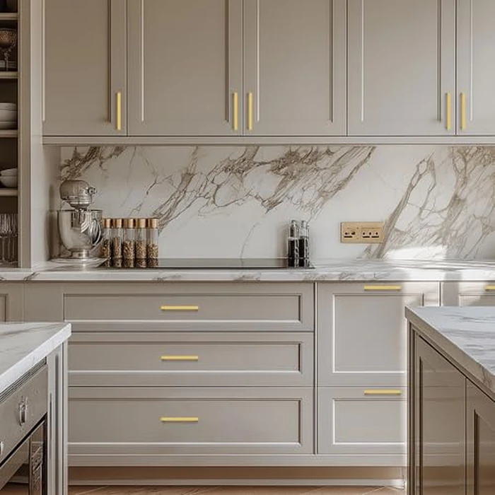 HOME EDIT 10 Pack Gold Square Kitchen Cabinet Handles 5 Inch Brushed Brass Drawer Pulls Brass Dresser Handles Cupboard Door Handles for Cabinet Hardware Kitchen Drawer Pulls by HOME EDIT - Image 7