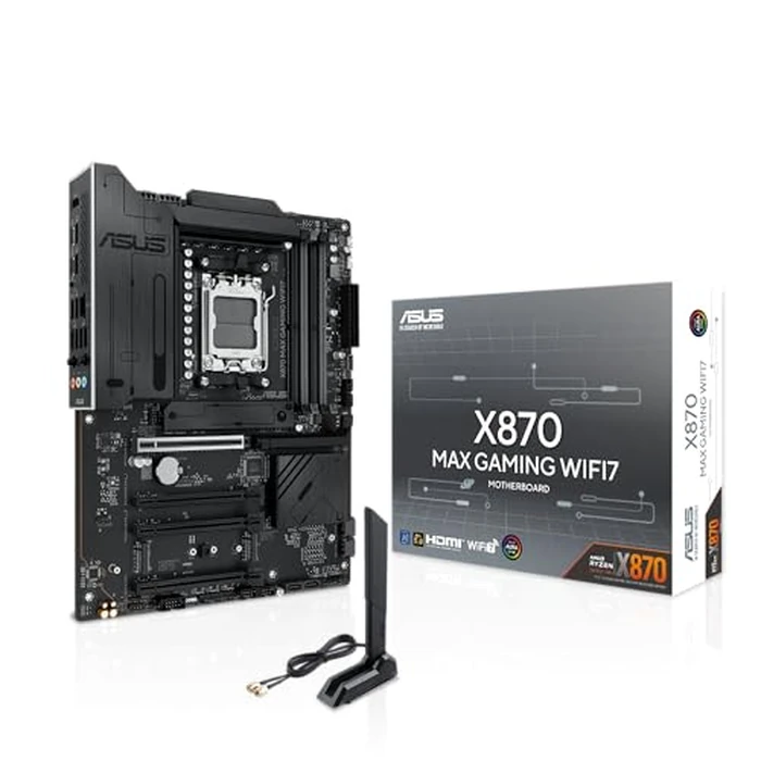 ASUS X870 MAX Gaming WIFI7 AMD AM5 ATX Motherboard, 12+2+1 80A DrMOS, DDR5, PCIe 5.0 x16 Q-Release, 3X M.2, Wi-Fi 7 Q-Antenna, 2.5Gb LAN, USB4(R) Type-C(R), USB-C(R) 20Gbps, BIOS Flashback(TM), Aura Sync by Asus - Used - Like New condition