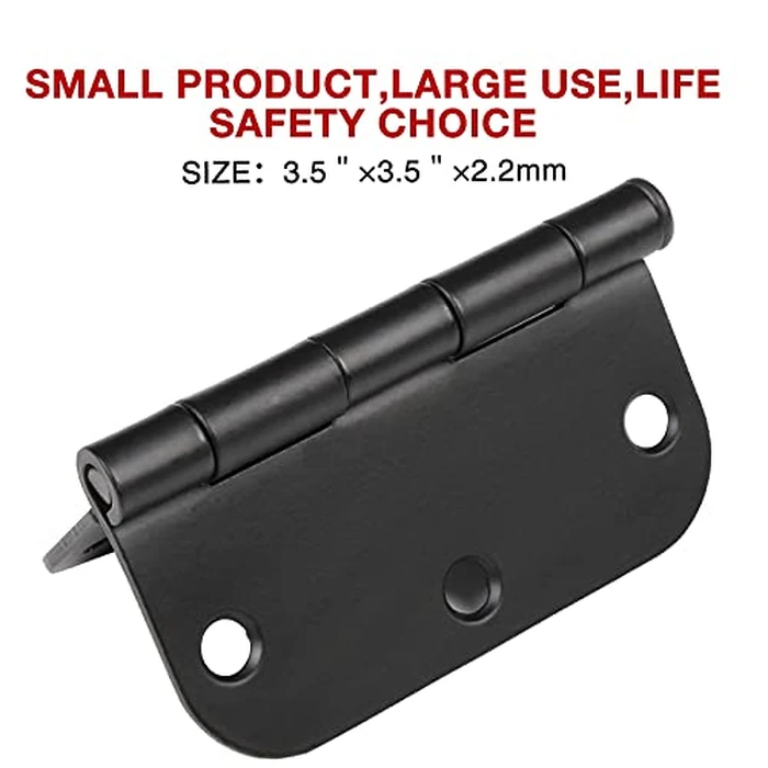 30 Pack Rounded Matte Black Door Hinges 3.5 Inch 5/8" Radius Interior 3 1/2" Flat Iron Bifold Residential Standard Bedroom Indoor for Doors 3 ½"Hardware Control House Home Decor Essentials Accessories by TDCHINGES - Image 3