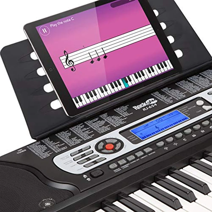 RockJam 54 Key Keyboard Piano with Power Supply, Sheet Music Stand, Piano Note Stickers & Lessons by RockJam - Image 3